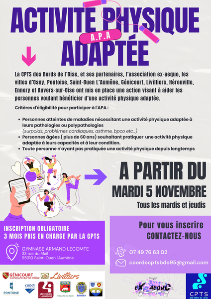 🚀 Programme d'Activité Physique Adaptée (APA) avec la CPTS des Bords de l’Oise ! 🚀