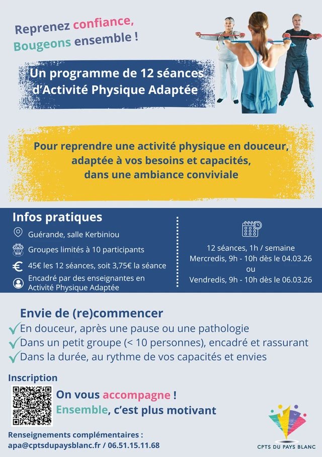La CPTS du Pays Blanc déploie un programme d’Activité Physique Adaptée à Guérande
