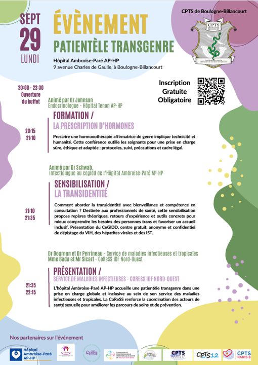 20h-22h30 | Soirée patientèle transgenre, formation et échanges pour un accompagnement bienveillant et adapté