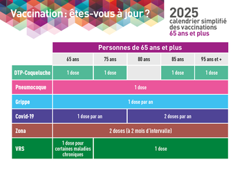 Calendrier des vaccinations pour les personnes de 65 ans et +