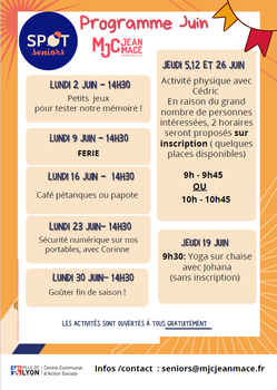 Programme "SPOT SENIORS" - Juin 2025
