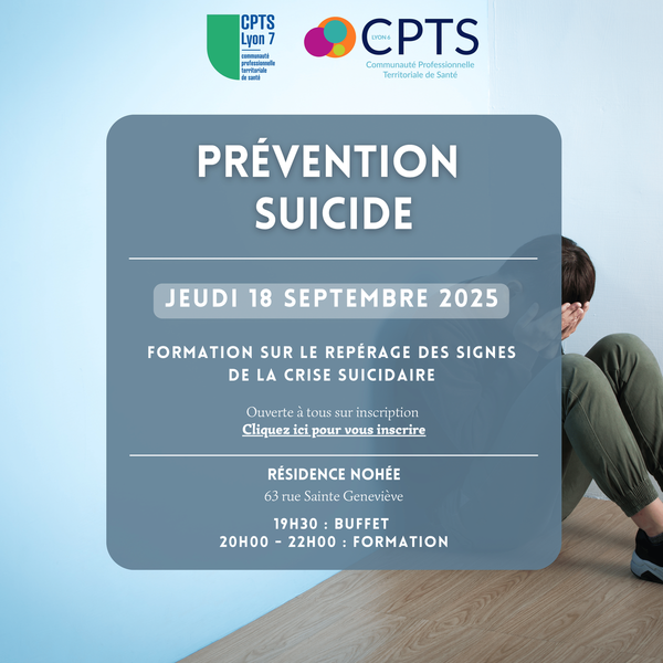 📢Jeudi18 septembre 2025: Soirée formation "Repérage des signes de la crise suicidaire"! 