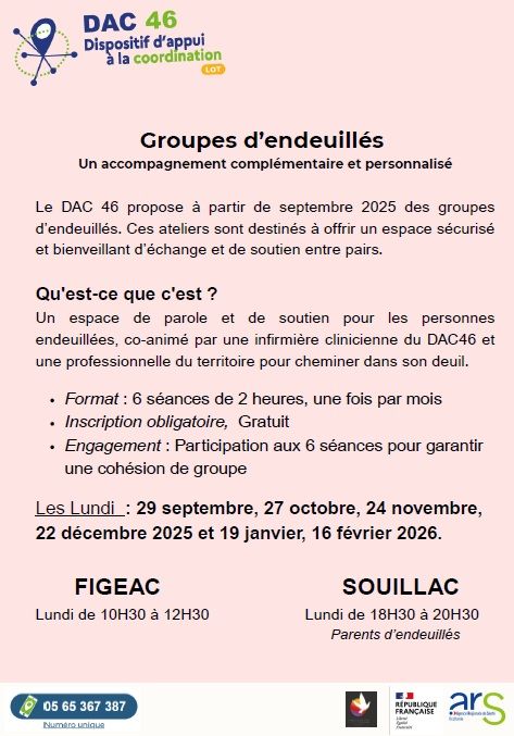 Rencontres groupe d'endeuillés 2025-2026 par le DAC46 