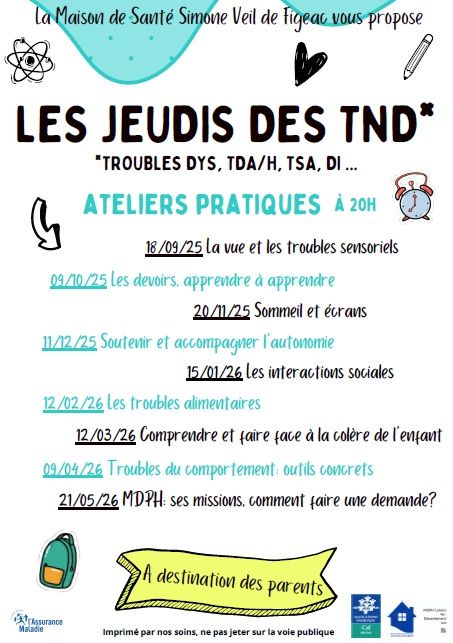 Les Jeudis des TND (troubles du neurodéveloppement) de la Maison de Santé Simone Veil
