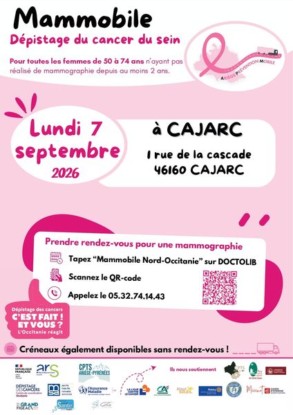 Le 7 septembre 2026 à Cajarc, mesdames, faites le point sur votre santé grâce à une journée de prévention qui vous est dédiée !
